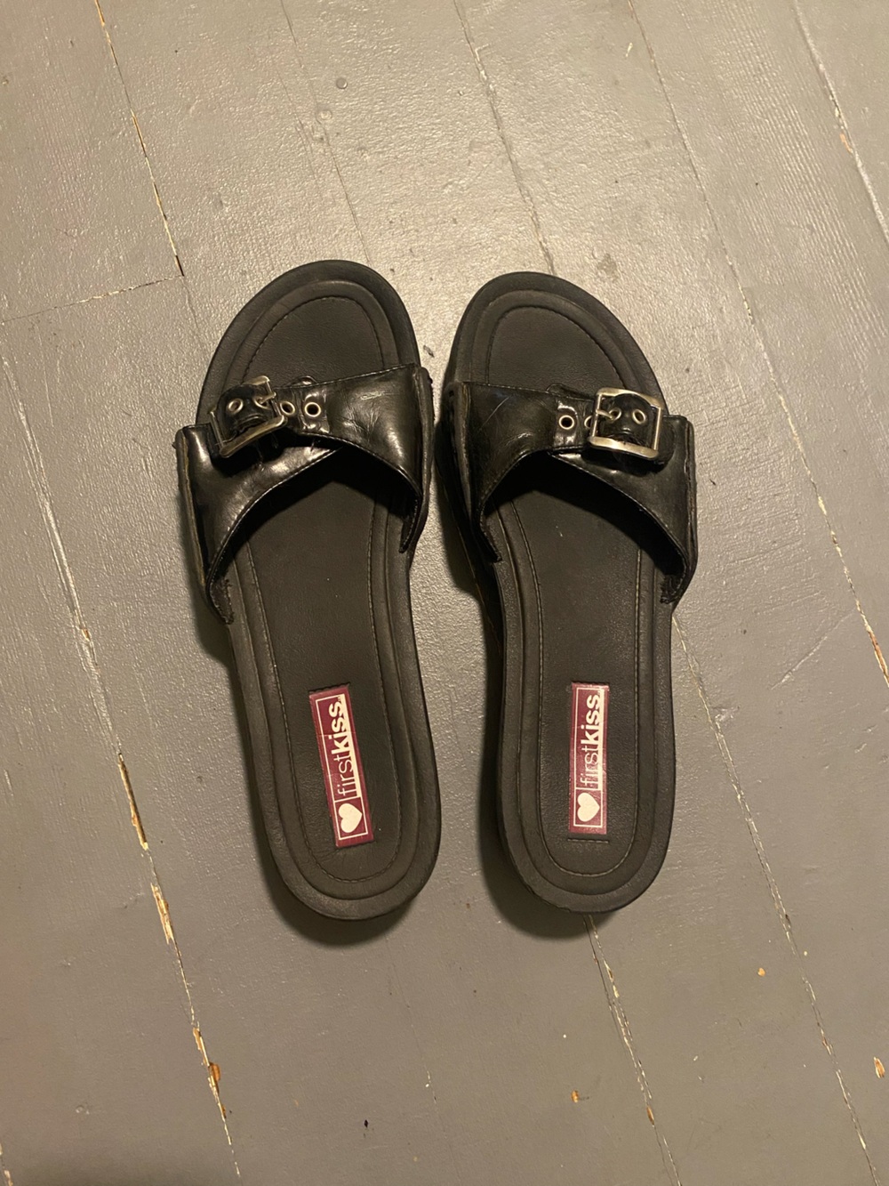Alt Black Slide Sandals with Buckle